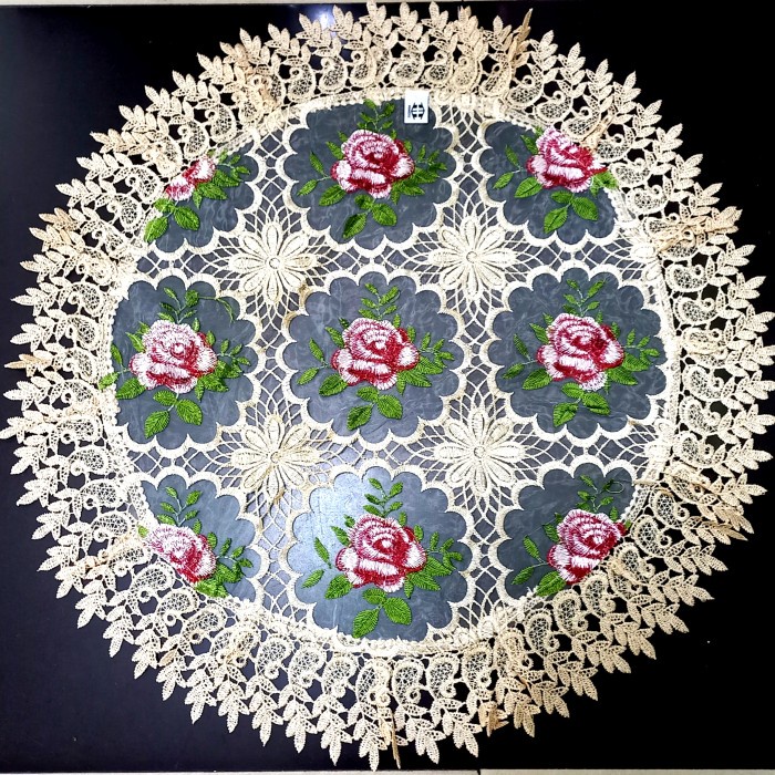 Terlaris Taplak Meja Bulat Bundar Kecil Kain Full Bordir Renda SALE