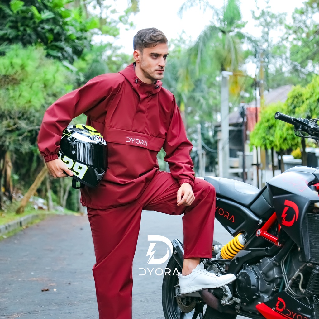 Raincoat DYORA Aussie Series Red / Jas Hujan Pria Wanita DYORA Original Mantel Hujan Cowok Cewek Jas