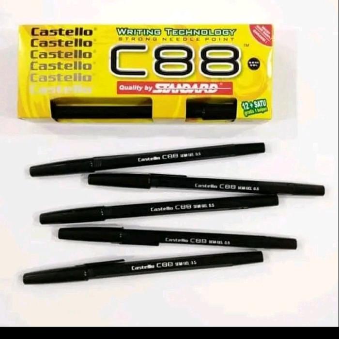 

JTTOP" (3 PAK)PULPEN STANDARD CASTELLO C88 HITAM ISI 12PCS+BONUS1PCS