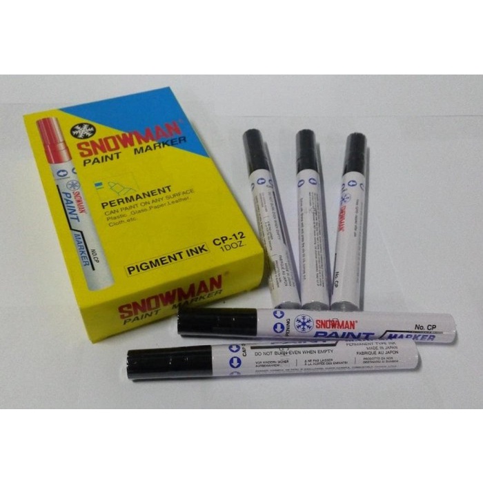 

JTTOP" SPIDOL PERMANENT PAINT MARKER SNOWMAN HITAM ISI 12 PCS