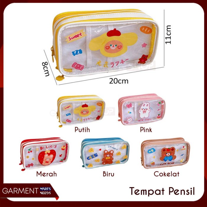 

JTTOP" TEMPAT PENSIL LUCU ANAK TRANSPARAN KOTAK PENCIL DOMPET BESAR KARAKTER