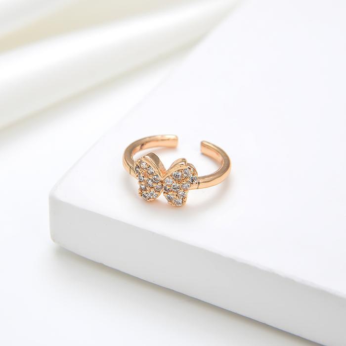 Cincin Titanium Anak Anak Emas Perempuan Insial Kupu Gambar Love Anti Karat Kecil Silver Asli Lucu