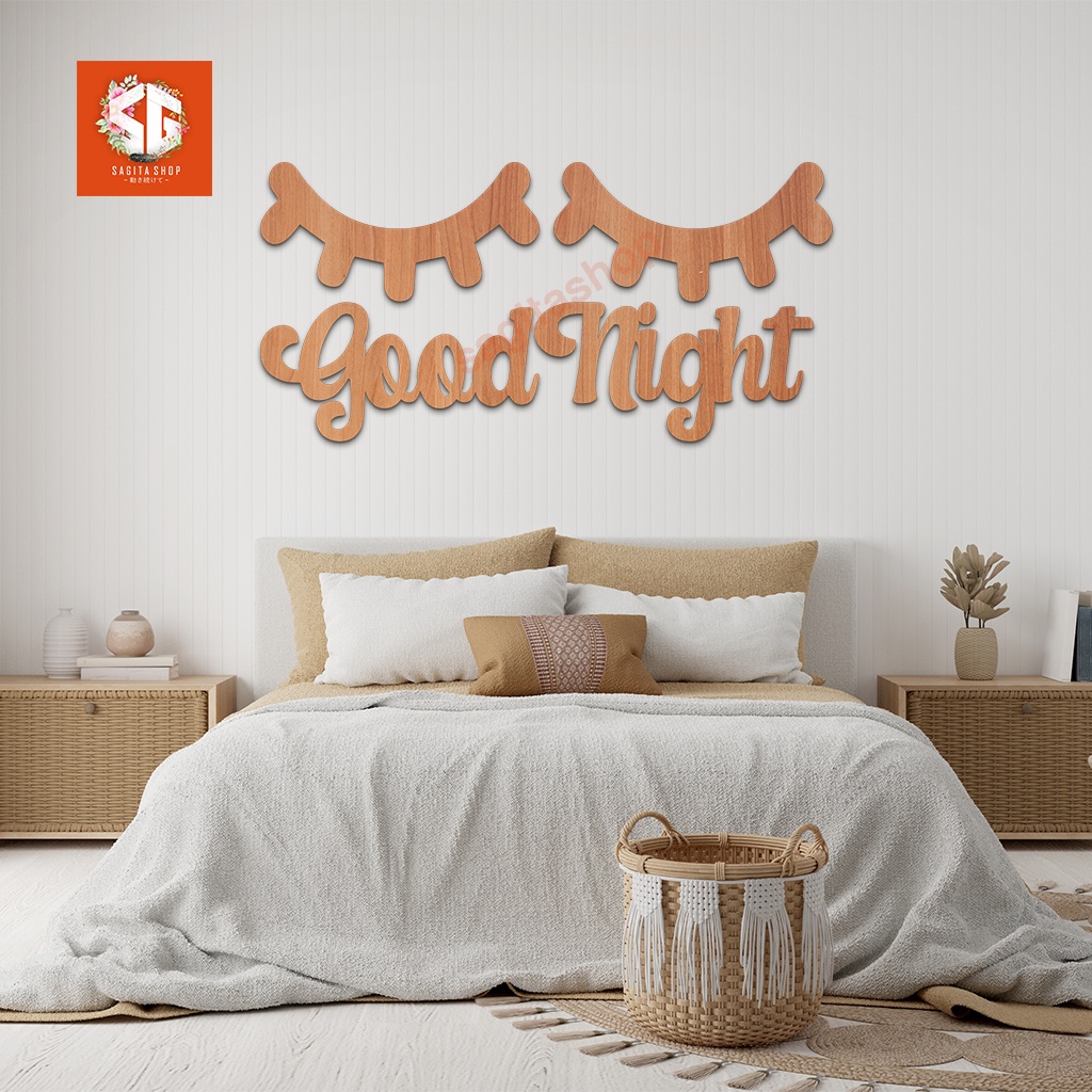 Terbaru Hiasan Dinding Kayu Plywood Pajangan Dinding Tulisan Sleep Eye Good Night 6Mm