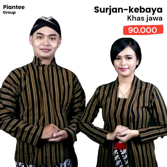 KOMPLIT Couple Atasan Surjan Kebaya Wanita Baju Adat Jawa Lurik Solo Jogja-Kutubaru Remaja Dewasa