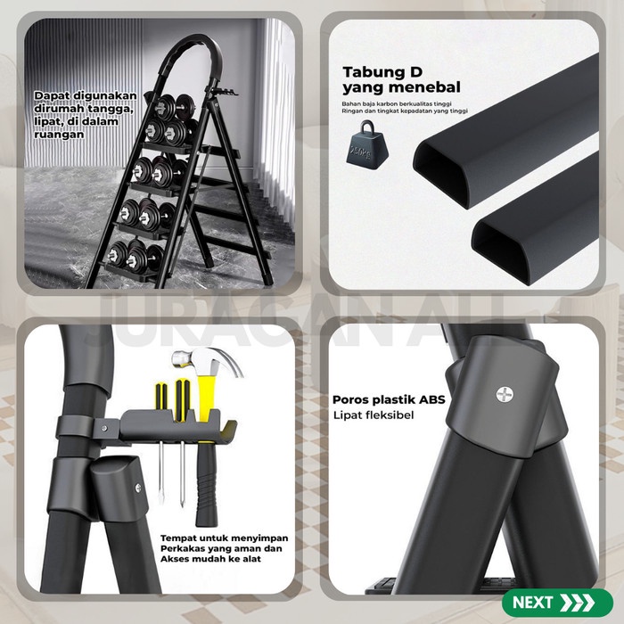 Grosir Tangga Lipat/Tangga Portable/Tangga Lipat Besi Alumunium-6 Step Putih