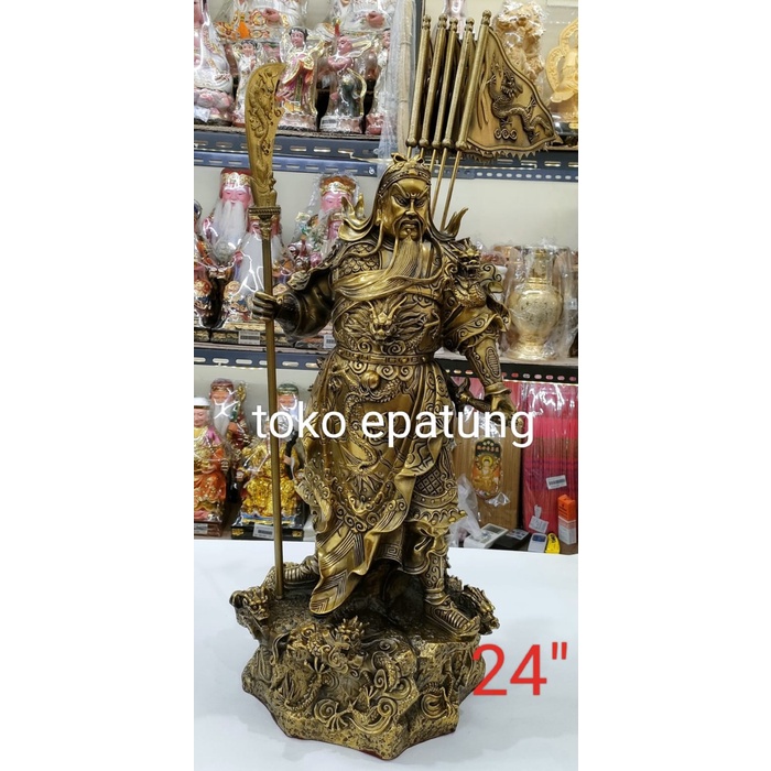 TERLARIS patung dewa kwan kung / kwan kong / - kuningan 24 inch 01