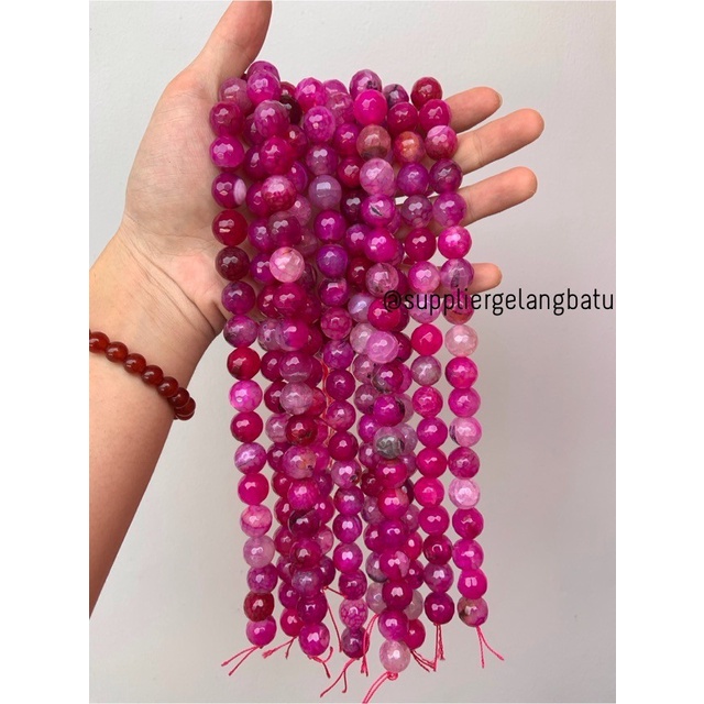

Terlaris bahan batu 16mm Purple Agate Cutting aksesoris akik gelang kalung batu SALE