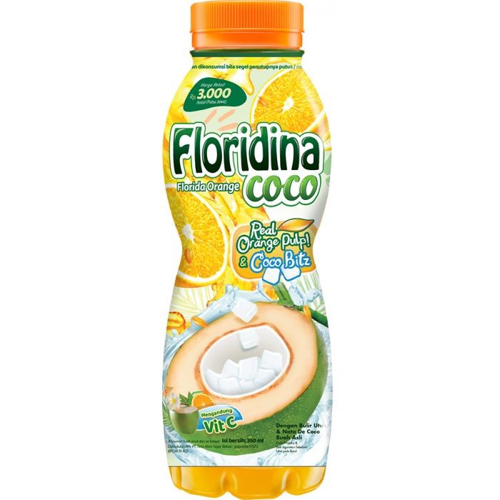 

Floridina Coco BARU botol 350 ml minuman jeruk kelapa nata de coco