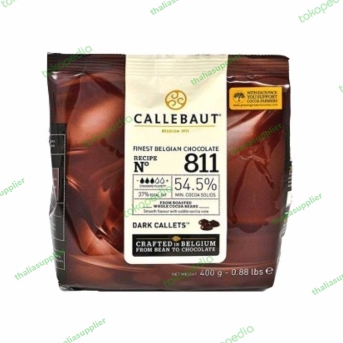 

Tersedia CALLEBAUT 811 BELGIAN DARK COKLAT 54,5% 400GR COKLAT COIN, OJOL