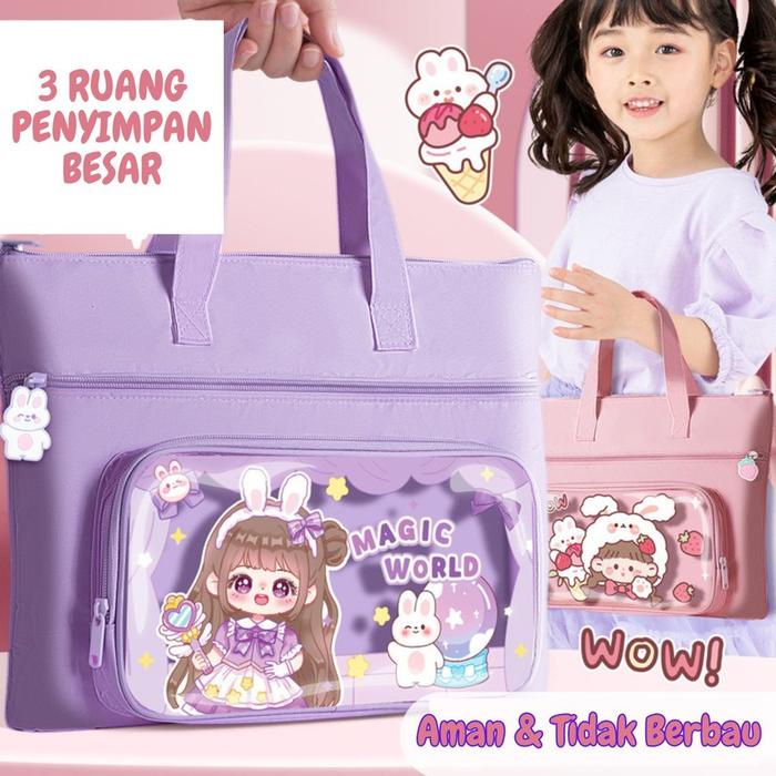 

DISKON A4 HAND-HELD BOOK BAG ELEMENTARY SCHOOL TUTORING BAG CHILDREN'S GIRLS BOYS CANVAS STORAGE BAG