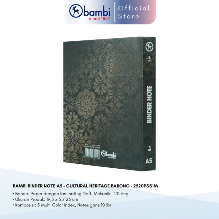 

SALE PROMO BAMBI BINDER NOTE A5 CULTURAL HERITAGE BARONG KODE 2520P-SS1M ORIGINAL READYY