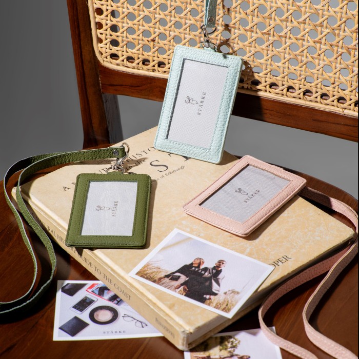 

SALE PROMO NAME TAG LANYARD ID CARD KULIT ASLI STARKE LEATHER HUSTLE HOG TEKSTUR READYY