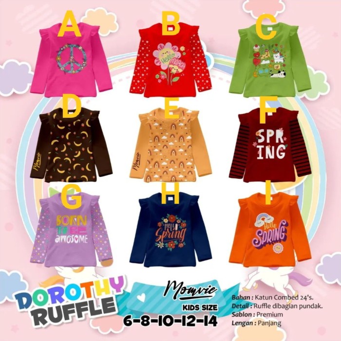 KAOS ANAK PEREMPUAN LENGAN PANJANG MOMVIE DOROTHY RUFFLE