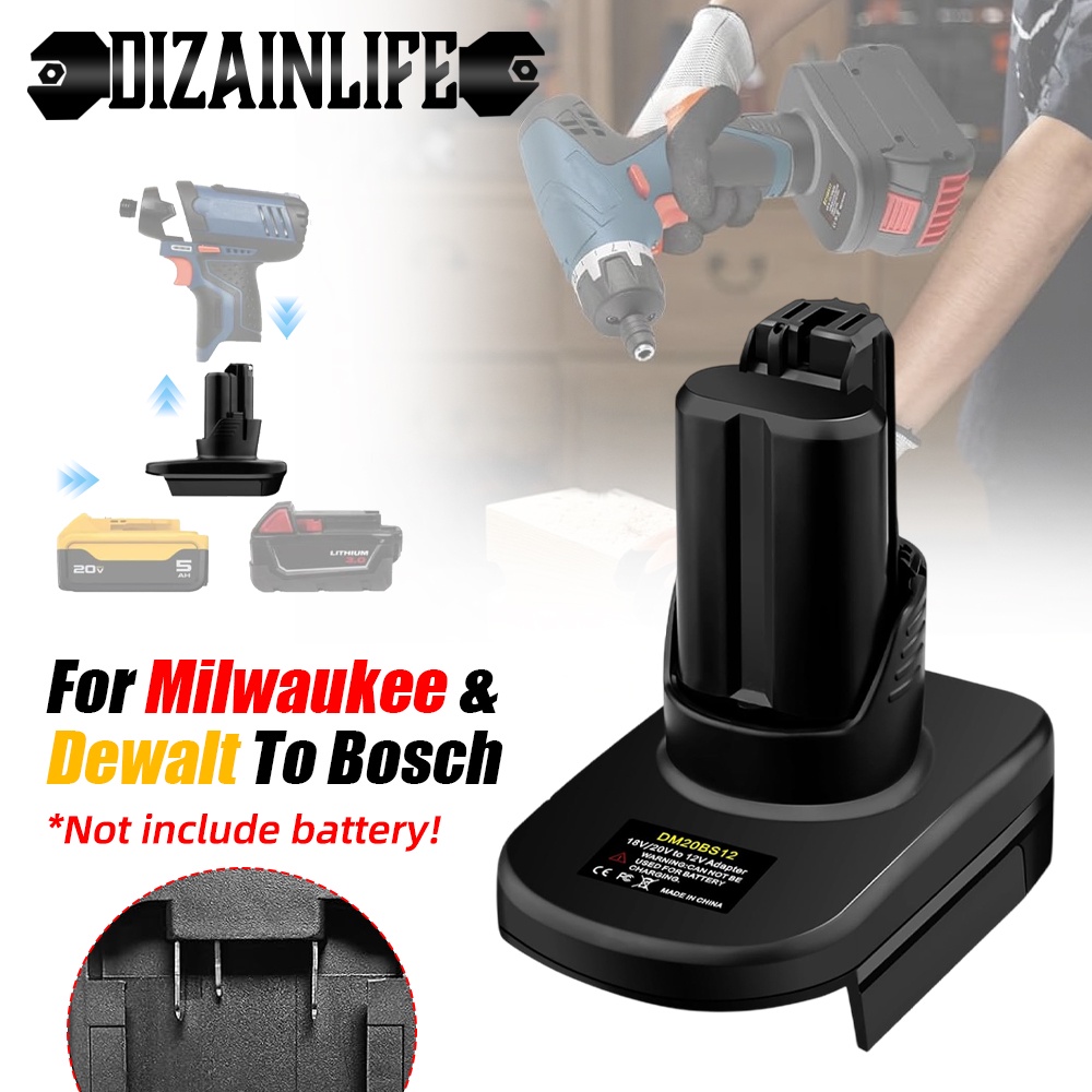 Battery Adapter for Dewalt 20V Max/Milwaukee 18V Battery Convert to for Bosch 12V Cordless Power Too