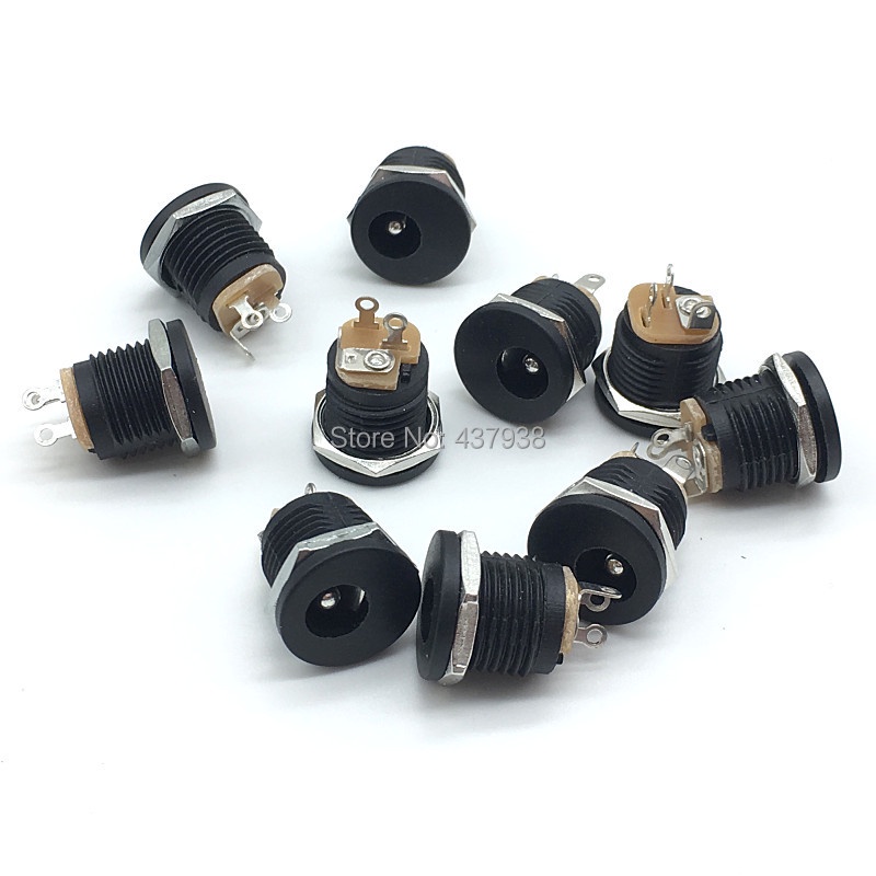 EMCA 100pcs DC-022 5.5-2.5 5.5 x 2.5mm DC Power Socket DC Connector Panel Mounting DC022