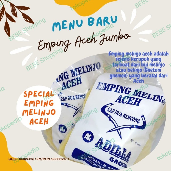 

SALE !!! EMPING MELINJO ACEH JUMBO KEMASAN 500GR READYY