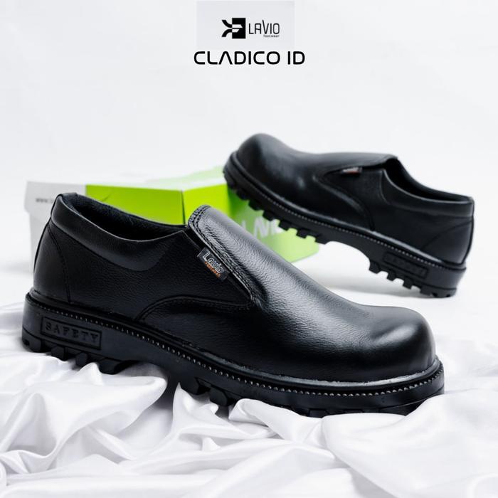 Sepatu Safety Boots Pabrik Ujung Besi Slip On Tanpa Tali PDH Pendek Kulit Asli High Quality Premium