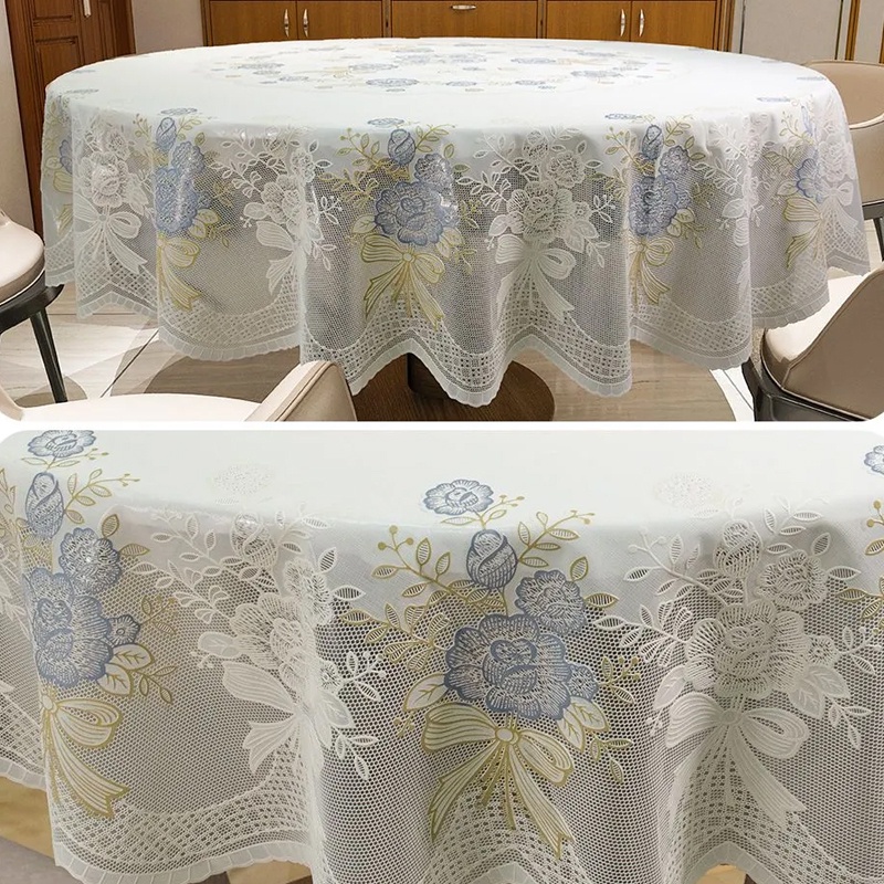 Taplak Meja Makan Bundar Bulat Ukuran 180x180cm/Ruang Tamu Mewah Kecil Besar Gold //Taplak Meja