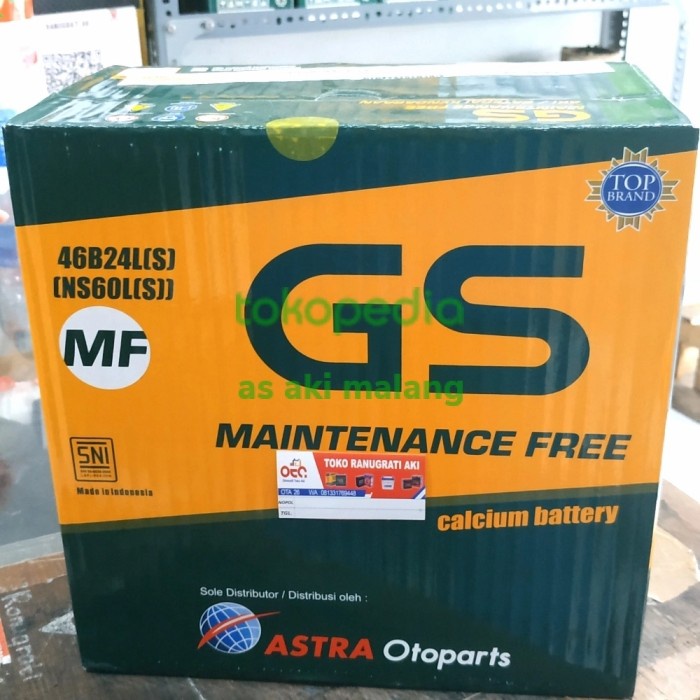 Aki Mobil Kering Gs Astra Mf Ns60Ls Inova Bensin Yaris Hrv Aki Malang