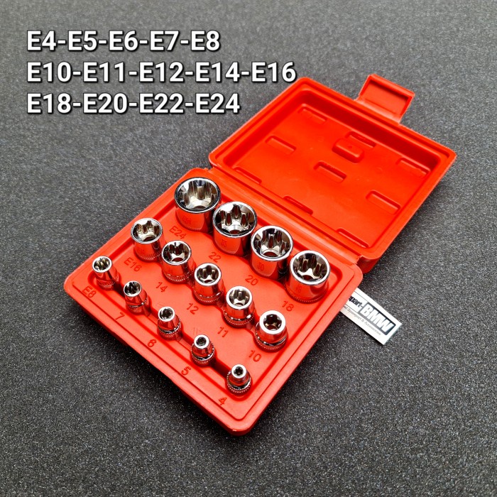 BelanjaQt- Kunci E Sok Sock Bintang E4-E24 Star Socket BMW Mercedes Eropa 14 pcs