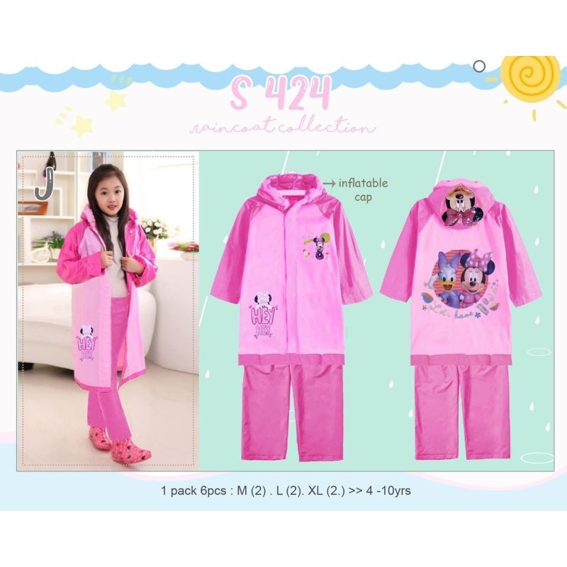 New Jas Hujan Anak Perempuan Import/Setelan Jas Hujan /Setelan Jas Hujan Karakter Anak Perempuan