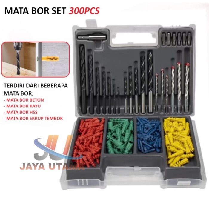 Mata Bor 300 Pcs Set Mata bor besi baja asli- Mata Bor Besi Kayu Beton - Mata Bor