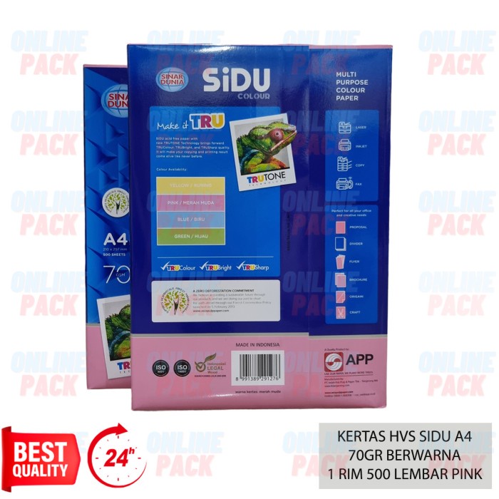 

Produk Viral Kertas Hvs Sidu A4 70Gr Berwarna Pink 70 Gsm Gram 1 Karton Box 5 Rim Cod
