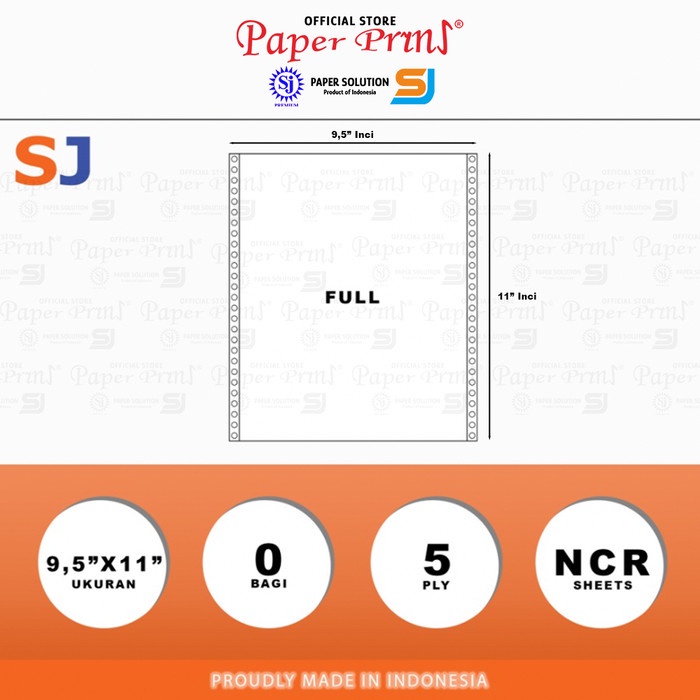 

Barang Terlaris Sj Orange Kertas Continuous Form 5Ply Ncr 9,5" X 11" Cod