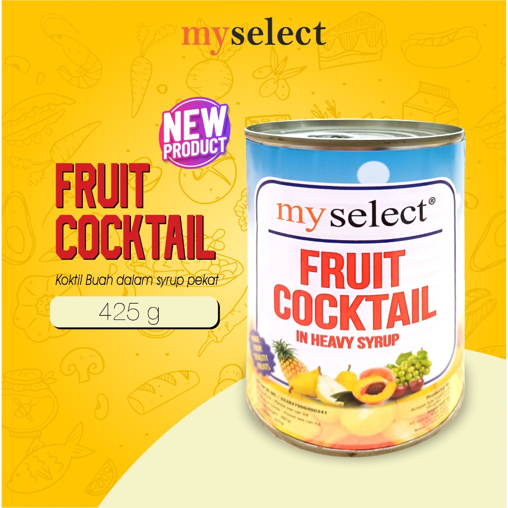 

Myselect fruit cocktail in Heavy Syrup koktil buah kemasan kaleng 425 gr