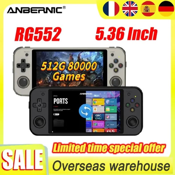 Anbernic RG552 Retro Video HD Console Dual Systems Android Linux