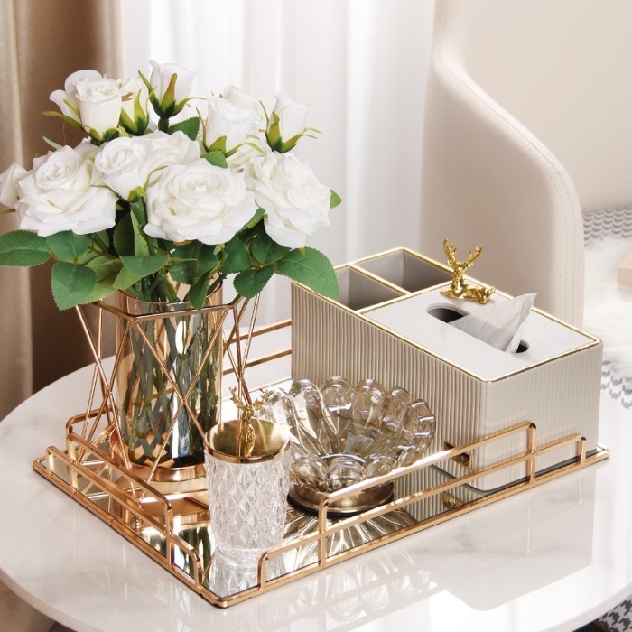 Arcee Tray Nampan Gold Tray Nordic Mirror Tray Gold