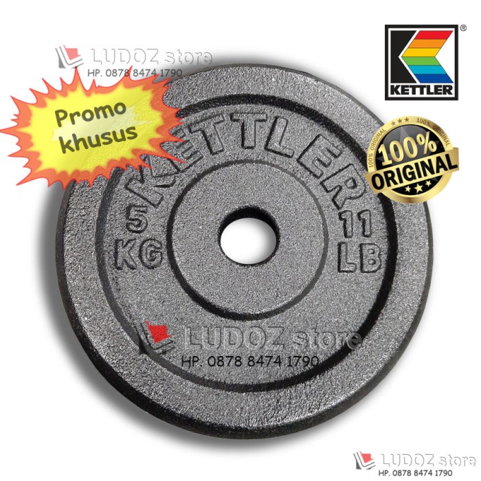 KETTLER 5Kg Plat Beban Cast Iron Barbel Dumbell Plate besi 5 kg