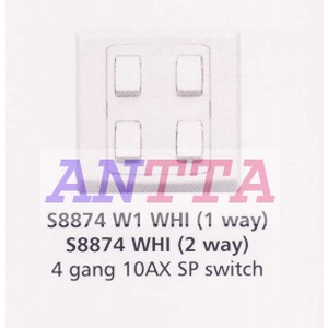 WW- MK Slimline Saklar S8874 W1 WHI 4 Gang - 1 Way