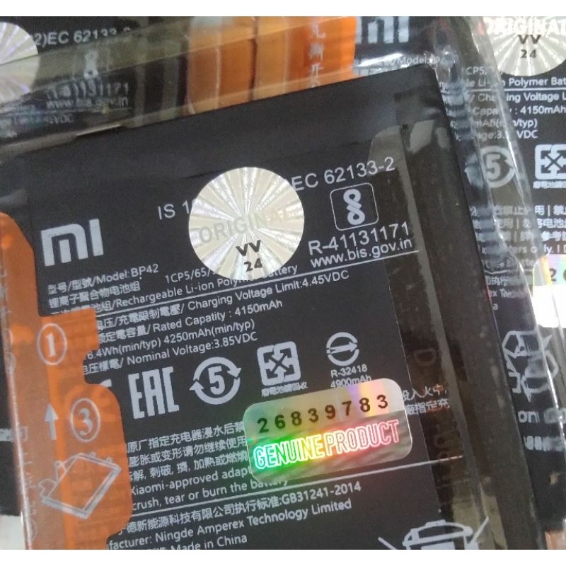 Terbaru Bp42 Original 100% Genuine Battery Batre Baterai Mi11 Lite Mi 11 Lite