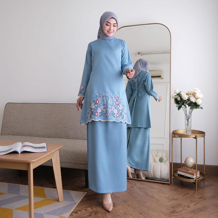 Stelan Kurung Melayu Bordir Terbaru Dan Terlaris Bahan Katun Toyobo Muslim Wanita Ready