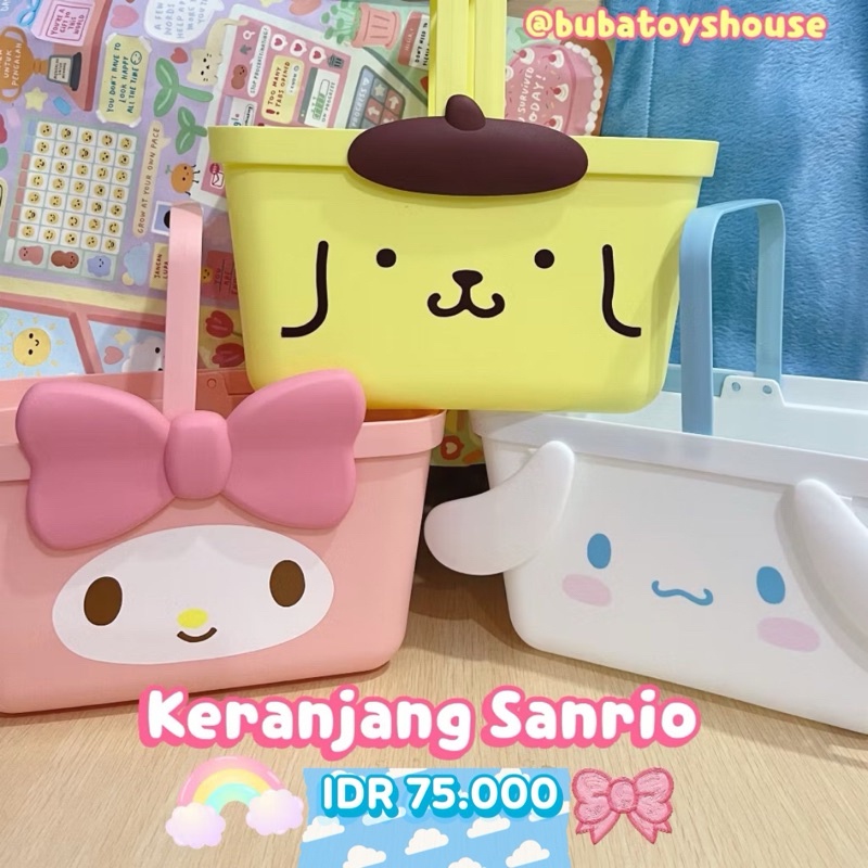 JUAL KERANJANG MINI SANRIO BOX KOTAK SERBAGUNA LUCU MY MELODY POMPOMPURIN CINNAMOROLL MINISO