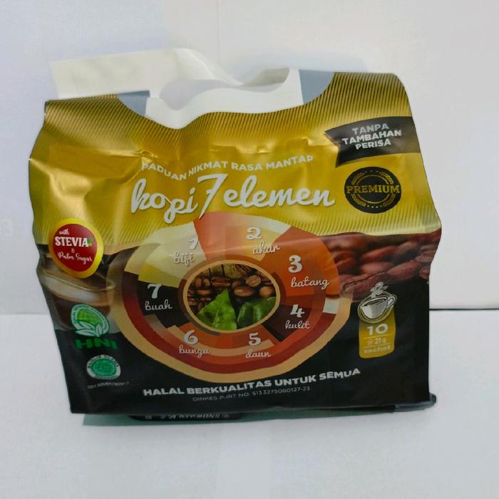 

Kopi 7 Elemen Premium Merupakan Kopi Kesehatan Yang Diramu Dari 7 Bahan Dasar Herbal Alami Yaitu :