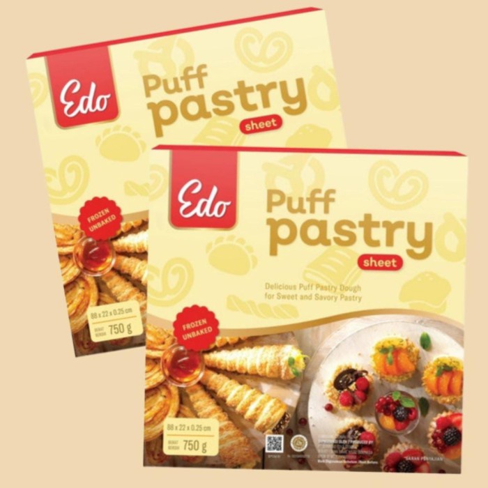 

Ready" Edo Puff Pastry 24Cmx24Cm Isi 4Lembar 750Gr, Khusus Ojol Instant Kurir