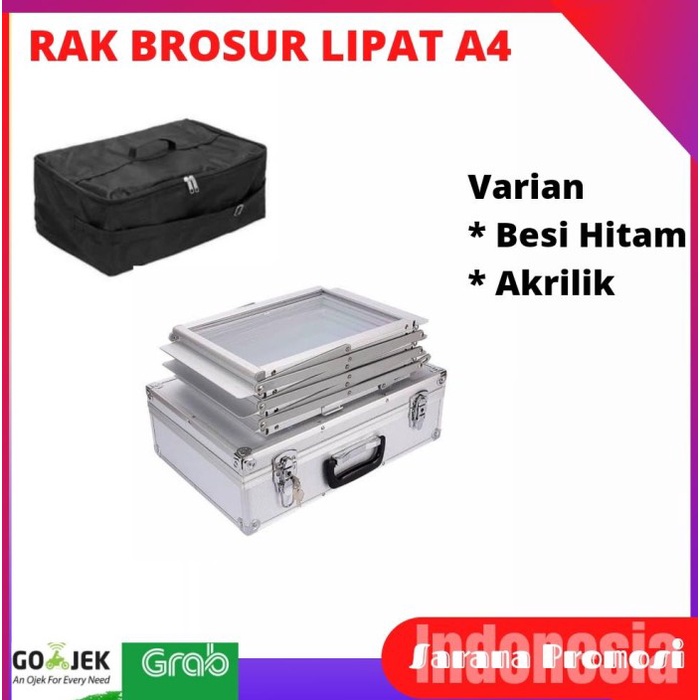 

BARANG TERLARIS rak brosur lipat 4 susun hitam / rak disply kantor - outlet dll