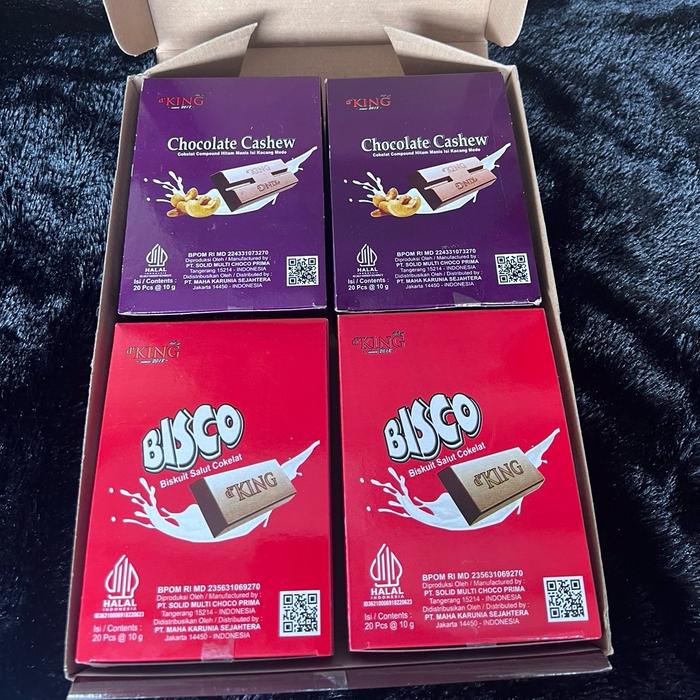 

Coklat Cashew+Bisco d'KING: Kenikmatan Kacang & Biskuit dalam Satu Gigit" 1 dus isi 80 batang