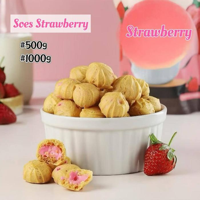 

Soes Coklat stroberi 500g/1kg Kue Sus Kering lsi Coklat Strawberry Crisps & Puffed Snacks Chocolate