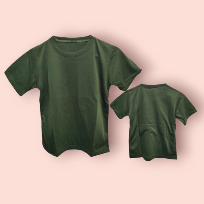 KAOS POLOS ANAK 3TH-11TH U-A PEREMPUAN/LAKI LAKI WARNA HIJAU ARMY