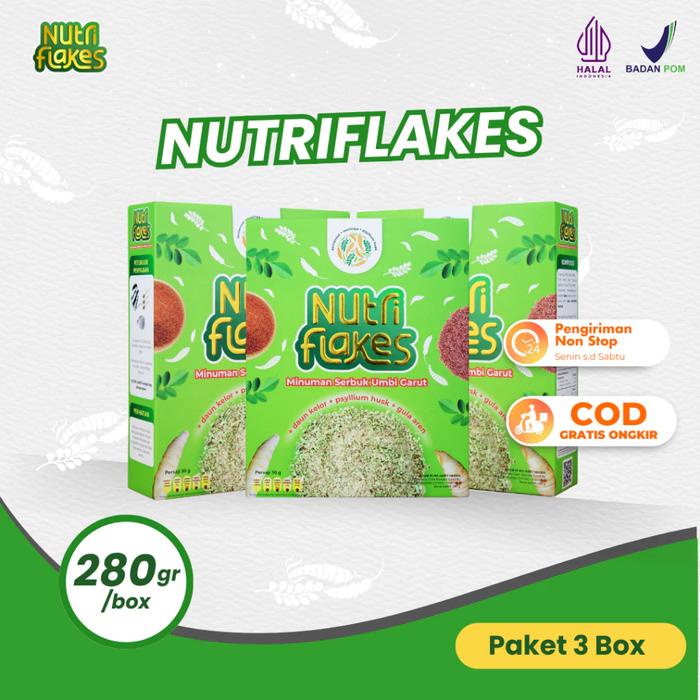 

Terbaru!! Paket 3 Box - Nutriflakes Sereal Umbi Garut Granola Kering Susu Packing Aman