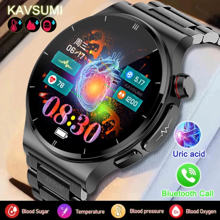 2023 New Smartwatch Blood Sugar Blood Pressure Body Temperature