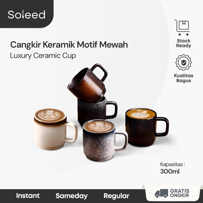 Cangkir Kopi Teh Keramik Japanese Rustic Ceramic Mug 300Ml Dz03