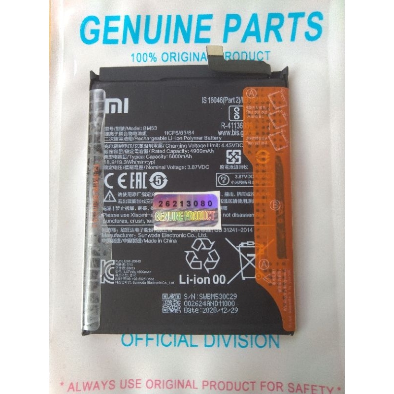 Bm53 Original 100% Genuine Battery Batre Baterai Mi10T Mi 10T Mi10T Pro Mi 10T