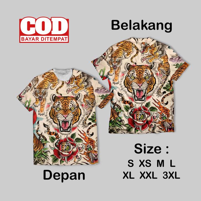 KAOS FULLPRINT JAPANESE YAKUZA TATTOO KEREN KAOS AOP JAPANESE YAKUZA TATTOO DEPAN BELAKANG