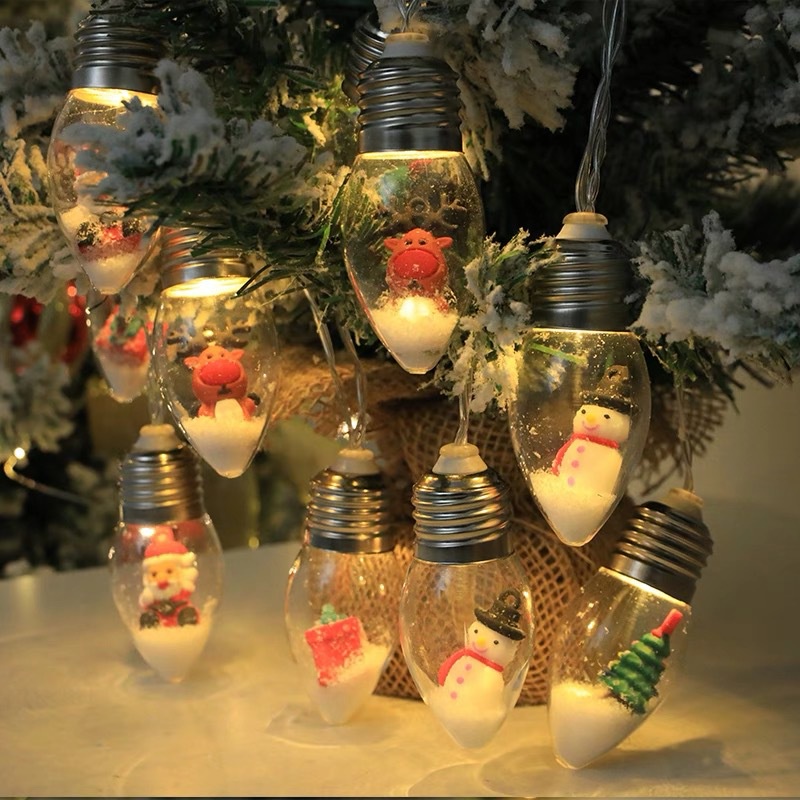 Christmas Led String Lights Colored Snowman Santa Lights Christmas Tree Decoration Bulb Hanging Ligh
