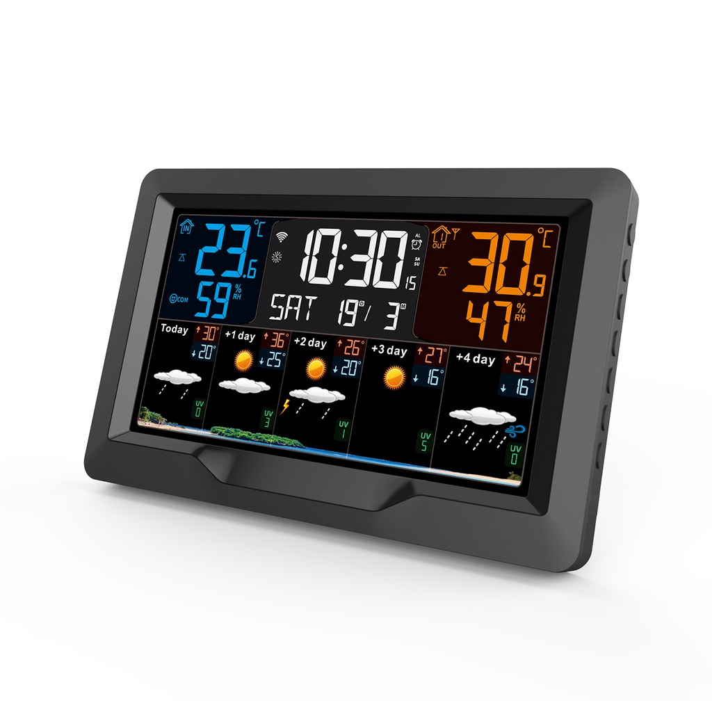 Tuya WIFI Smart Weather Station Indoor Outdoor Temperature Humidity Meter Weather Forecast Multifunc