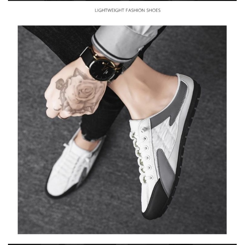 Promo (Cod) Slip On Mule Sneakers K31 Backless Sneakers Trip Sepatu Olahraga Kasual Loafers Square